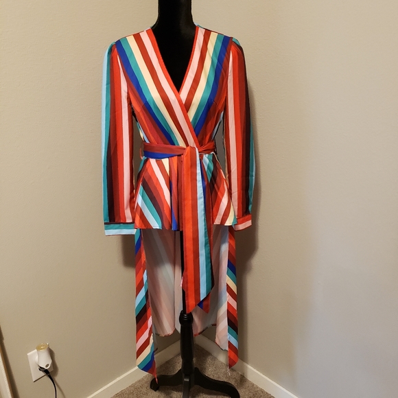 Denimland Tops - Denimland Striped HI Lo Top Sz L Like New!!